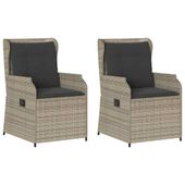 Ławka ogrodowa z poduszką 2 pcs Jasnoszary Polirattan