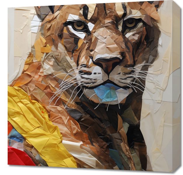 Obraz 60x60cm Papierowy Tygrys zdjęcie 1