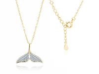 Pozłacany rodowany srebrny naszyjnik gwiazd celebrytka płetwa wieloryba białe cyrkonie srebro 925 Z1778NGR_W