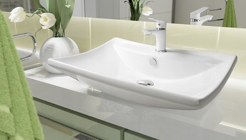 BATERIA UMYWALKOWA ŁAZIENKOWA JEDNOUCHWYTOWA STOJĄCA BIAŁA - CHROM SOLIDNA na Arena.pl