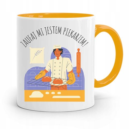 Kubek Żółty Dla Piekarza Zaufaj Mi! Prezent Z Nadrukiem Ze Zdjęciem na Arena.pl