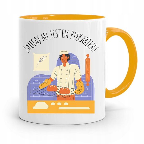 Kubek Żółty Dla Piekarza Zaufaj Mi! Prezent Z Nadrukiem Ze Zdjęciem zdjęcie 1
