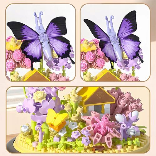 KLOCKI DO BUDOWANIA OGRODU ZESTAW MINIATUROWYCH KLOCKÓW Z MOTYLAMI PREZENT na Arena.pl
