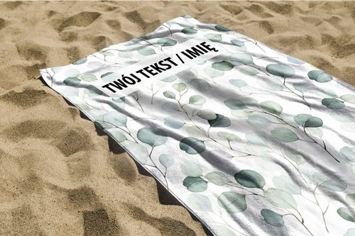 RĘCZNIK Akwarelowe listki z twoim dowolnym tekstem 200x75 004L na Arena.pl