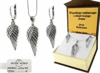 KOMPLET BIŻUTERII SREBRNEJ 925 SKRZYDŁA Z CYRKONIAMI SWAROVSKI + GRAWER