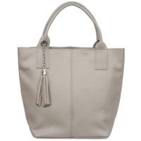 VERA PELLE torebka damska skórzana shopper z długimi rączkami V619 j.beżowa