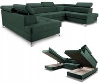 Narożnik rogówka MADRYT SUPER zielony VENA 04 pojemnik welur PRODUCENT