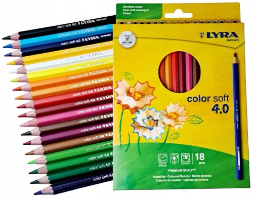 KREDKI OŁÓWKOWE LYRA COLOR SOFT 4.0 18 KOL. 2421180 na Arena.pl