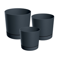 Doniczka okrągła Tubo + podstawka Zestaw 3szt.