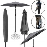 DUŻY REGULOWANY PARASOL OGRODOWY 300cm ORLANDO CIEMNY SZARY POKROWIEC
