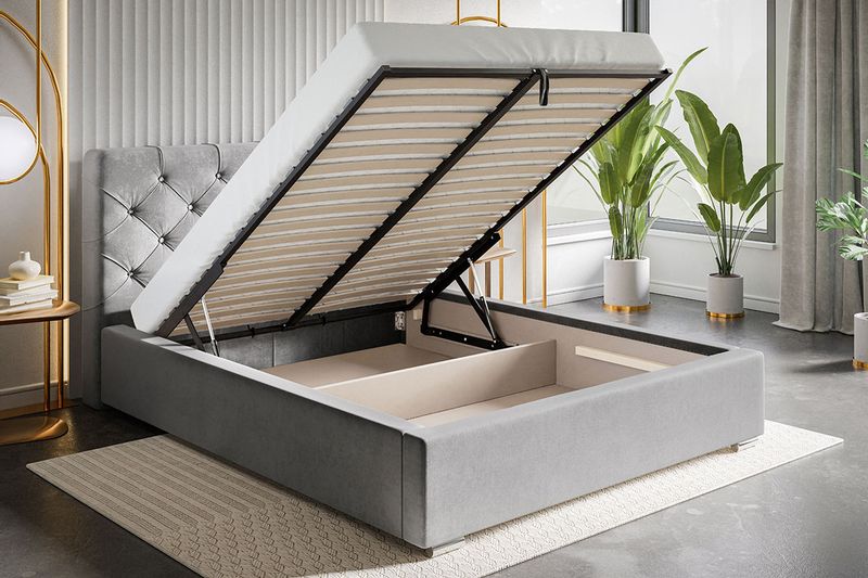 Łóżko tapicerowane LUX11 120x200 ze stelażem i pojemnikiem kryształki zdjęcie 12