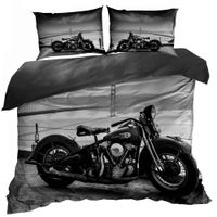 Pościel 3D bawełna satyna 200x220cm MOTOCYKL CZARNY CHOPPER