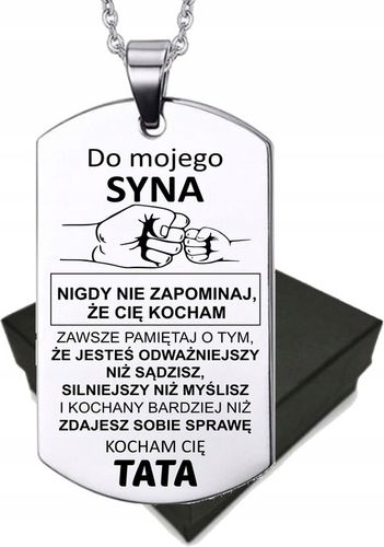 Naszyjnik Zawieszka stal z grawerem dla SYNA na Arena.pl