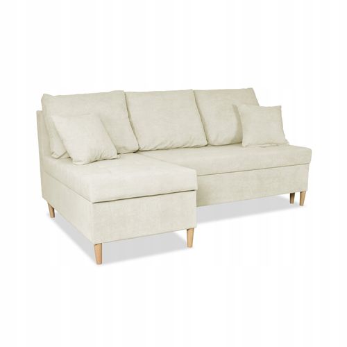 Narożnik Wigo rozkładany z funkcją spania  welur beżowy na Arena.pl