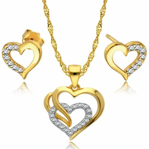 Złoty Łańcuszek 925 Serce Kolczyki Komplet na Arena.pl