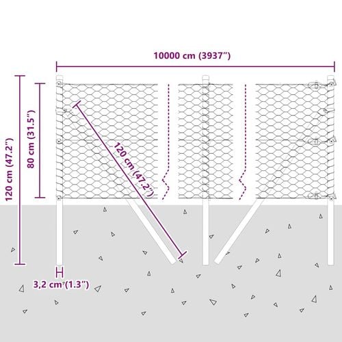 Ogrodzenie z słupkami Zielony 0.8 x 100 m Stal pokryta PCV na Arena.pl