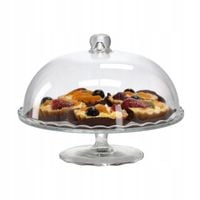 PATERA ZE SZKLANĄ POKRYWĄ 29 cm x 25 cm NA CIASTO TORT OWOCE STOJAK KLOSZ