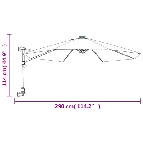 Ścienny parasol ogrodowy z LED, niebieski, 290 cm na Arena.pl