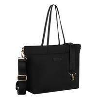 czarna, duża shopperka damska z nylonu, mieszcząca format a4 i zamykana