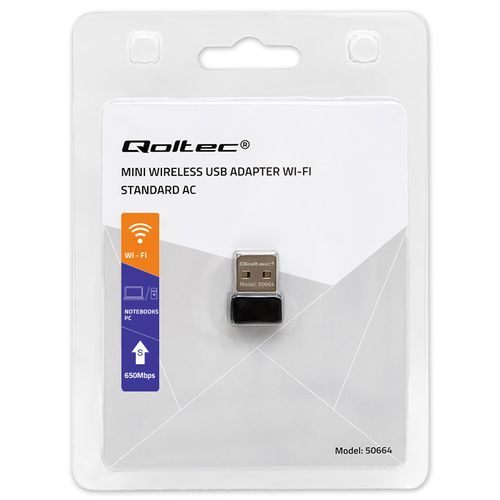 Qoltec Bezprzewodowy Mini Adapter USB Wi-Fi | Standard AC | 650Mbps na Arena.pl