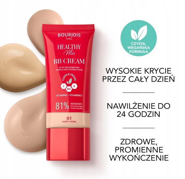 Bourjois Healthy Mix BB Cream lekki krem BB do twarzy 02 Vanilla 30ml zdjęcie 4