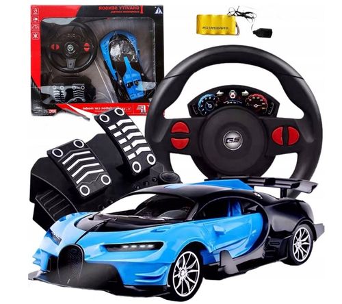 Samochód ZDALNIE STEROWANY RC AUTO KIEROWNICA PEDAŁY Niebieski na Arena.pl