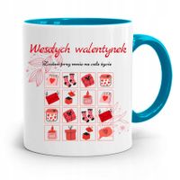 Kubek Błękitny Na Walentynki Wesołych Walentynek Z Nadrukiem Ze Zdjęciem