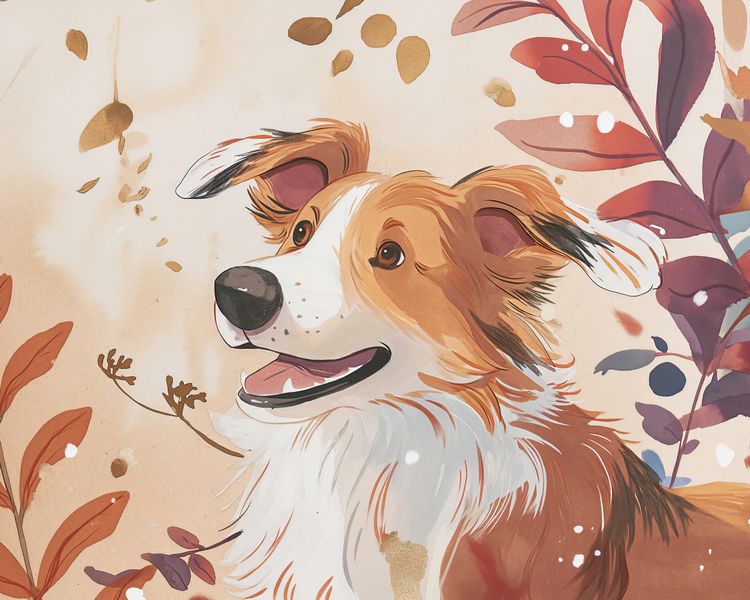 Plakat 50x40cm Collie Jesienną Porą zdjęcie 1