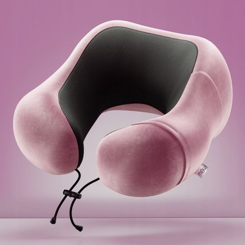 PODUSZKA PODRÓŻNA ROGAL NA SZYJE DO SAMOLOTU MIOWI RÓŻOWA + OPASKA na Arena.pl