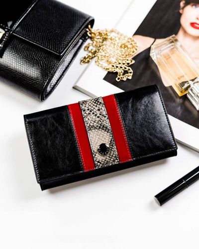 skórzany portfel damski z wężowym wzorem - peterson na Arena.pl