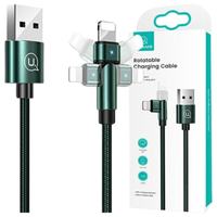 usams kabel pleciony obrotowy u60 2alightning zielony/green 1m