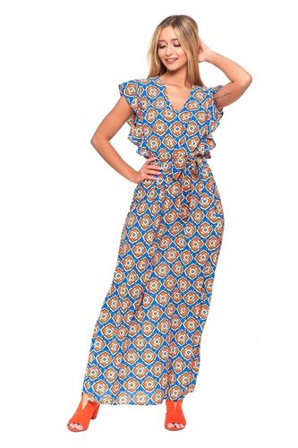 KOBIECA DŁUGA SUKIENKA DAMSKA MAXI LETNIA W ORIENTALNY WZÓR MORAJ R.M na Arena.pl
