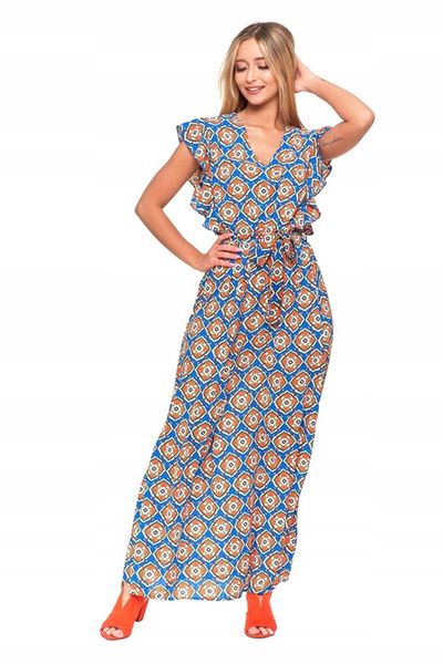 KOBIECA DŁUGA SUKIENKA DAMSKA MAXI LETNIA W ORIENTALNY WZÓR MORAJ R.M zdjęcie 7