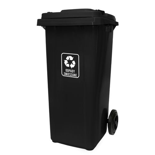KOSZ ŚMIETNIK POJEMNIK KUBEŁ NA ŚMIECI ODPADY 120L CZARNY DO SEGREGACJI na Arena.pl