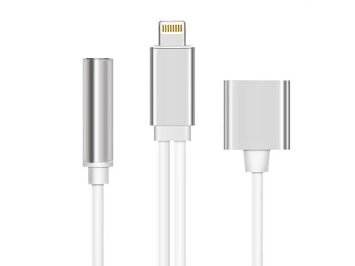 Kabel przejściówka lightning do iPhone audio mini jack srebrny na Arena.pl