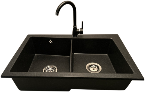 Zlewozmywak 2 komorowy EVOLUTION grafit + bateria NOON na Arena.pl