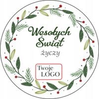 naklejki ŚWIĄTECZNE z życzeniami do prezentów na paczki z twoim LOGO 100szt