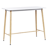 Stół barowy 90 x 50 cm biały z jasnym drewnem CHAVES