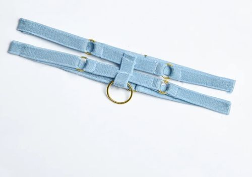 KOMPLET Bielizny Damskiej STANIK Choker PASY NA UDA BRZUCH Biały L na Arena.pl