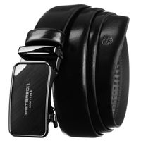 elegancki pasek męski ze skóry naturalnej w czarnym kolorze z automatyczną