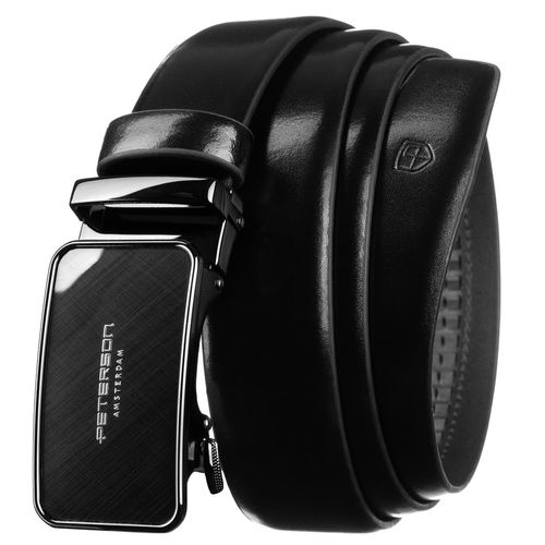 elegancki pasek męski ze skóry naturalnej w czarnym kolorze z automatyczną na Arena.pl