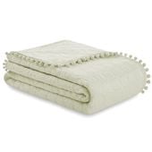 Narzuta pikowana z pomponami MEADORE 170x210 kremowa AmeliaHome