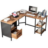 BIURKO KOMPUTEROWE NAROŻNE RUSTYKALNE LOFT VINTAGE INDUSTRIALNE CIEMNY BRĄZ