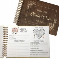 KSIĘGA GOŚCI NA WESELE ŚLUB Z ANKIETAMI PERSONALIZOWANA DREWNIANA PAMIĄTKA