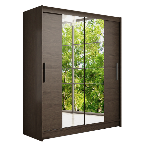 Szafa przesuwna Westa II z lustrem 150cm - pojemna garderoba - CHOCO zdjęcie 1