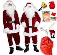 STRÓJ MIKOŁAJA z WELURU GWIAZDORA BURGUND L-3XL CERTYFIKAT GRZECZNOŚCI