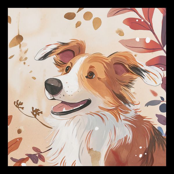 Plakat 30x30cm Collie Jesienną Porą zdjęcie 2