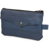 Etui Na Klucze Duże Trzykomorowe Skórzane Pojemne Na Karty Beltimore Granatowe G86