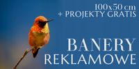 oczkowany BANER REKLAMOWY PLANDEKA 100x50 cm z laminatem płynnym