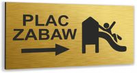 Tabliczka DOWOLNY NAPIS PLAC ZABAW Tablica ZŁOTA informacyjna nierdzewna